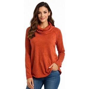 Free People Beach Terracotta Cocoon Cowl Neck Long Sleeve Top Women One Size